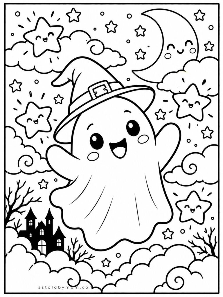 #19 - Ghost With Stars and Clouds