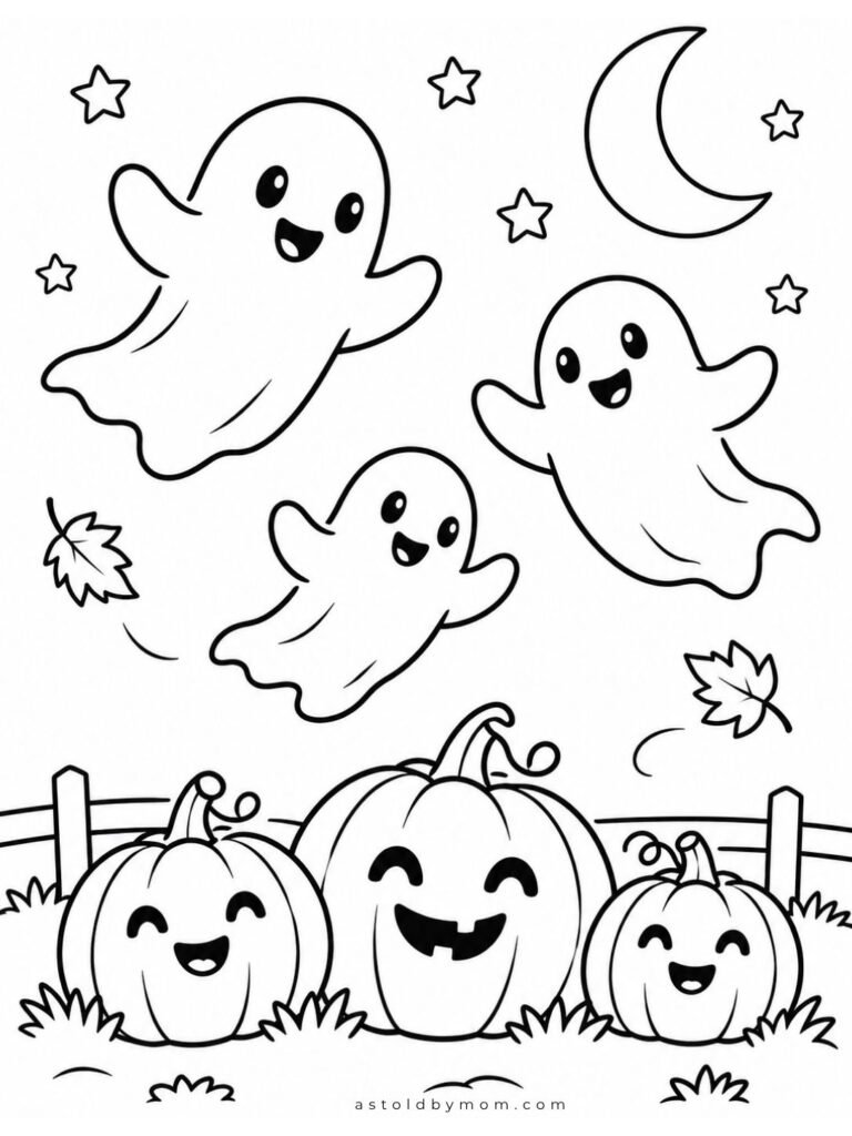 Ghost Flying Over Pumpkins