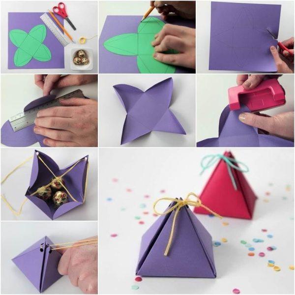 DIY paper crafts idea - gift box making. How to make gift box easy. Gift  box tutorial / Julia DIY 