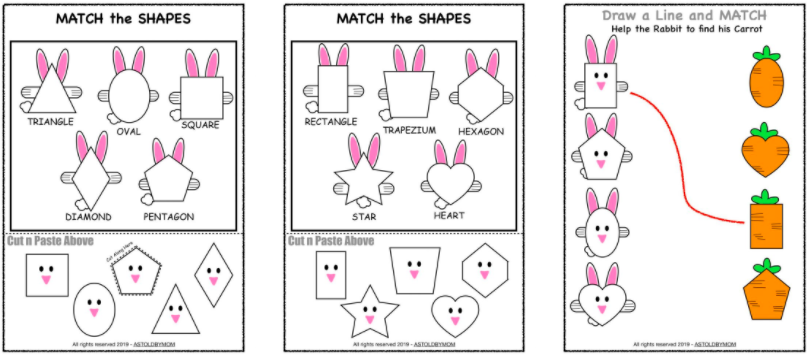 Bunny Theme Shapes Activities & Shape Posters