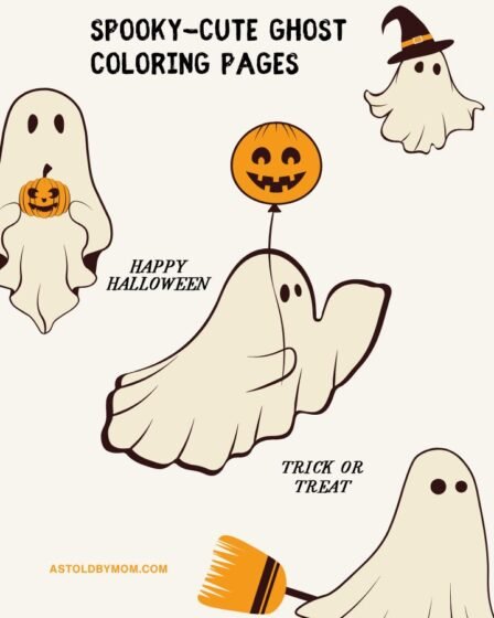 20 Cute Ghosts Coloring Pages