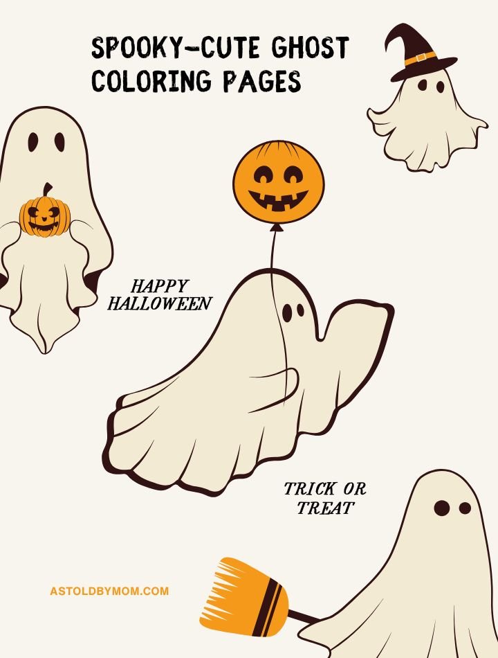 20 Cute Ghosts Coloring Pages